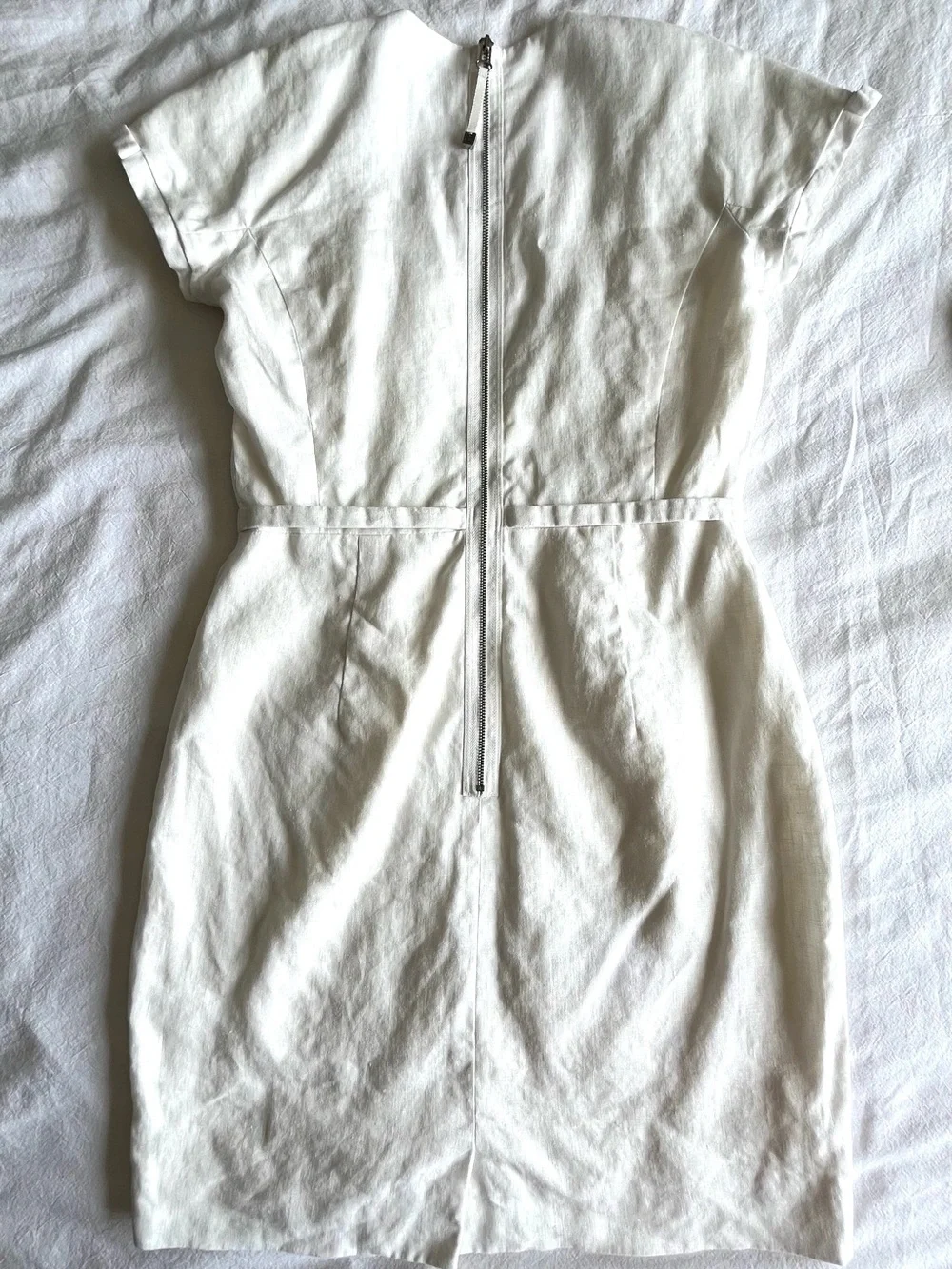 Sandra Angelozzi 100% Linen White Square Neck Dress Fully Lined EU 36 US 6 - Picture 4 of 16